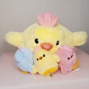 FAO Schwarz Plush Chick‎ Trio - Yellow, Blue, Pink